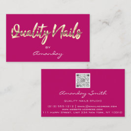 Rosa Guld Quality Nagel Script QR Code Logotyp Visitkort