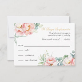 Rosa Guld Quinceañera OSA kort på spanska