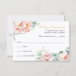 Rosa Guld Quinceañera OSA kort på spanska