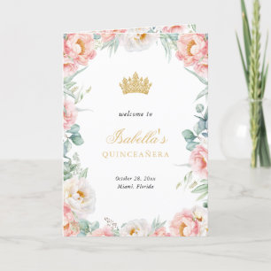 Rosa Guld Quinceanera Princess Padrinos, händelse Program
