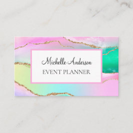 Rosa Guld Rainbow Agate Visitkort