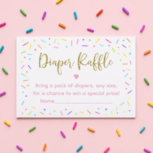Rosa Guld Rainbow Baby Sprinkle Diaper Raffle Tilläggskort
