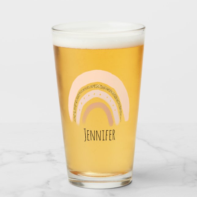 Rosa & Guld Rainbow Elegant Boho Glaskopp (Framsida fylld)