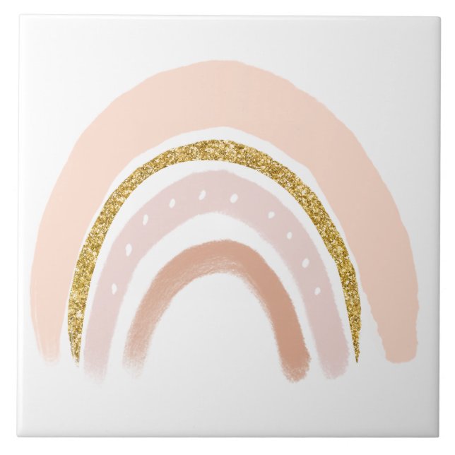 Rosa & Guld Rainbow Elegant Boho Kakelplatta (Framsidan)