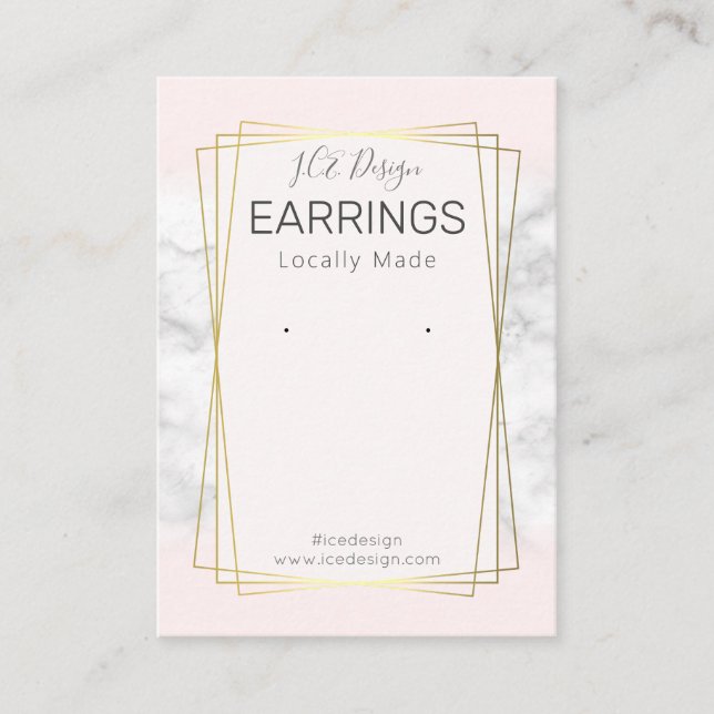 Rosa Guld Ram Earrings Visning Förpackning Visitkort (Framsida)