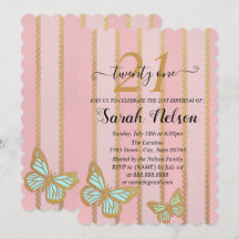 Rosa Guld Rand och Buterfly