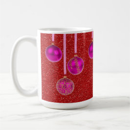 Rosa Guld Red Glitter God jul Baubles Mugg