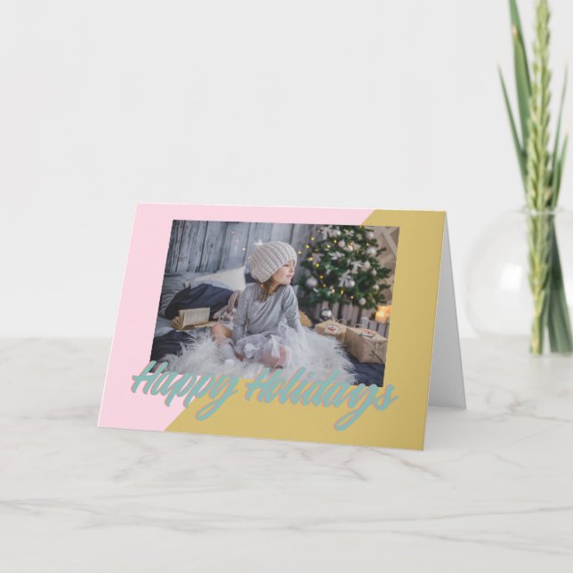 Rosa Guld Retro Geometric Glad helg Photo (Framsida)
