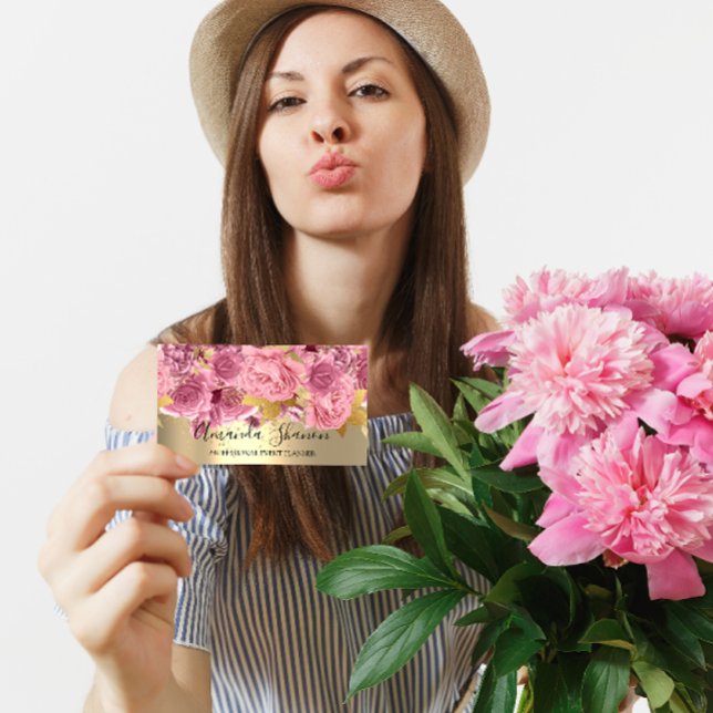 Rosa Guld Ro Flower Logotyp Event Planner QRCode Visitkort (Skapare uppladdad)