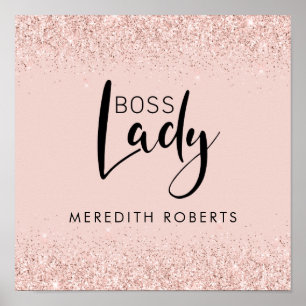 Rosa Guld Rodd Glitter Affärskvinna Personlig Poster