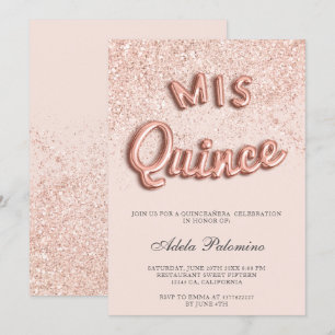 Rosa guld- rodnad Quinceañera för Inbjudningar