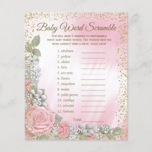 Rosa Guld Ros Babys Drömmar Flick Baby Shower Spel Flygblad