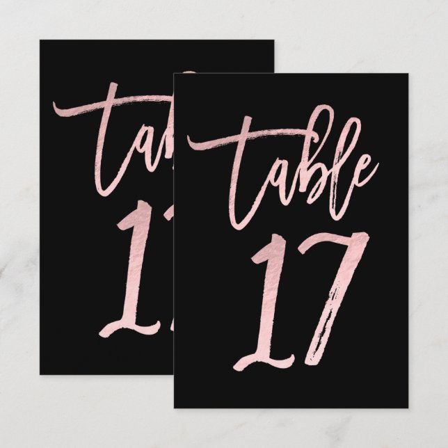 Rosa guld rosa folie modernt skrivbord nummer 17 inbjudningar (Fram/baksida)
