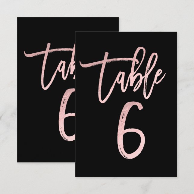 Rosa guld rosa folie modernt skrivbordskort nummer inbjudningar (Fram/baksida)