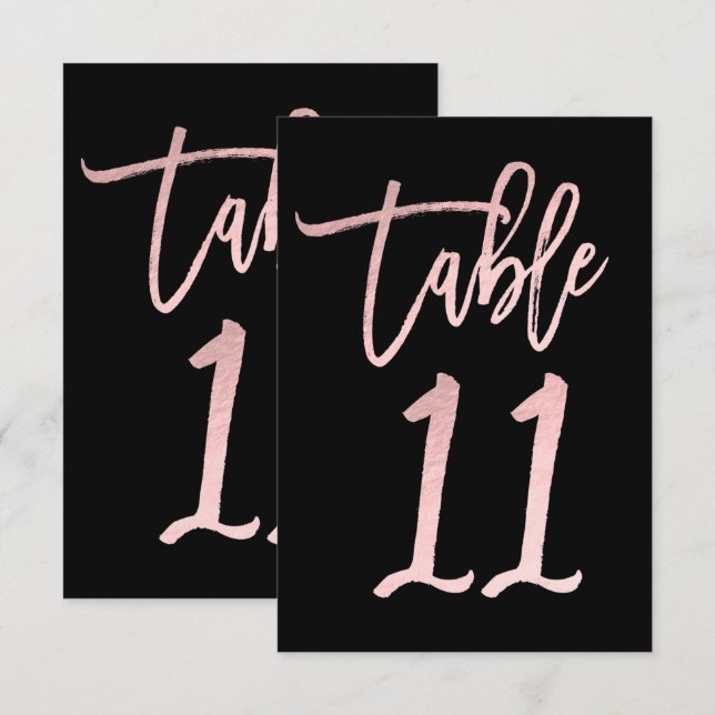 Rosa guld rosa folie Modernt skrivstil Bordskort N (Fram/baksida)