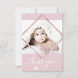 Rosa guld- rosa FOTO för vittackbaby shower | Tack Kort