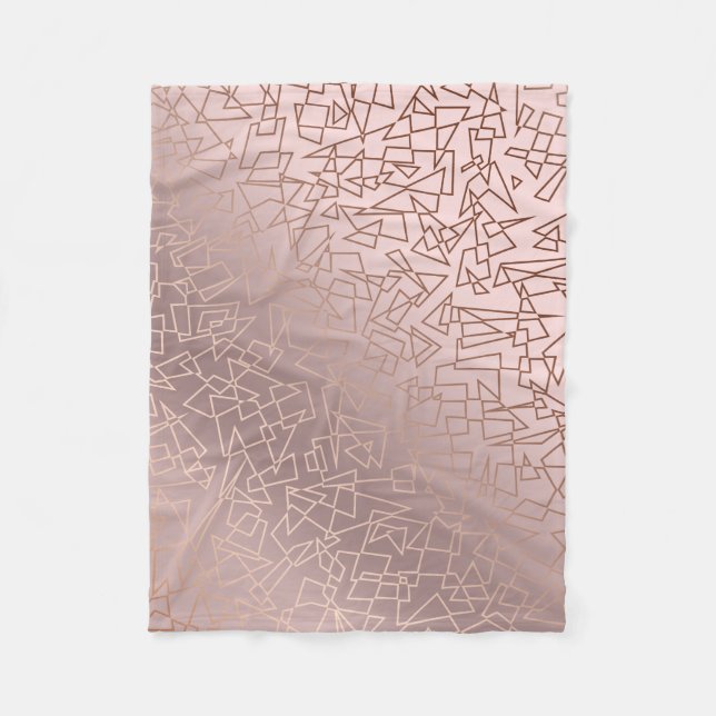 Rosa guld- rosa geometriskt mönster för elegant fleecefilt (Framsidan)