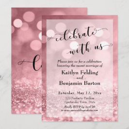 Rosa Guld Rosa Glitter Bokeh Fira med Oss Inbjudningar