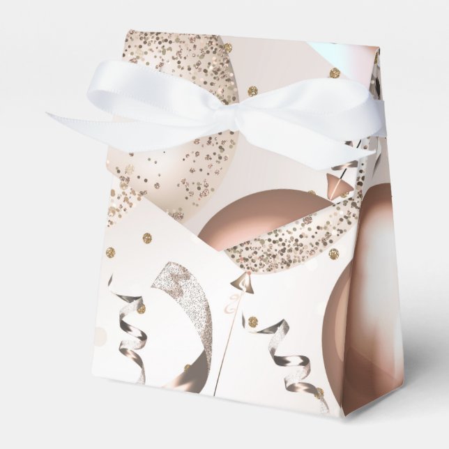 Rosa Guld Rosa Glitterballonger Födelsedagsfest Presentaskar (Framsidan Sidan)