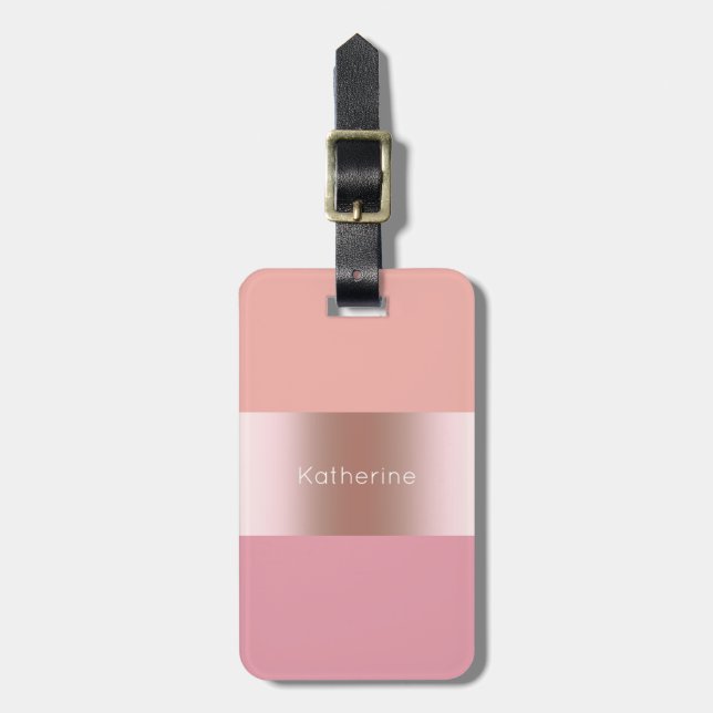 Rosa guld- rosa orange för elegant modern chick bagagebricka (Vertikal Framsida)
