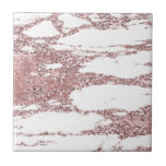 Rosa Guld Rosa Rodnad Glitter Glans Marmor Kakelplatta<br><div class="desc">Anpassad platta</div>