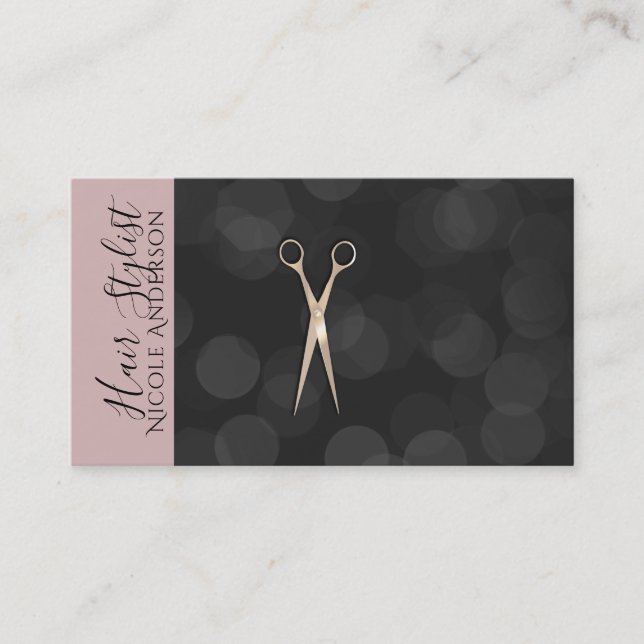 Rosa Guld Rosa Sax Svart Rosa Frisör Visitkort (Framsida)