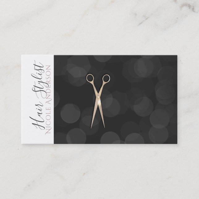 Rosa Guld Rosa Sax Svart Vit Frisör Visitkort (Framsida)