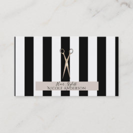 Rosa Guld Rosa Saxar Svarta Ränder Frisör Visitkort