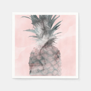 Rosa Guld Rosa Tropisk Sommar Ananas Fest Pappersservett