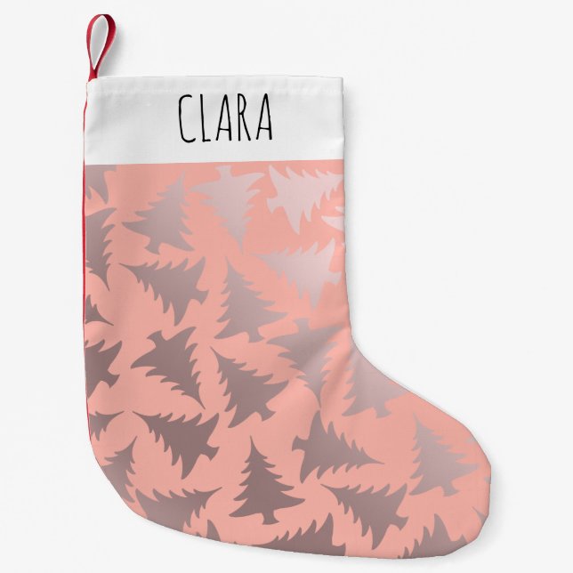 Rosa guld- & rosajulgranmönster för elegant liten julstrumpa (Framsidan)