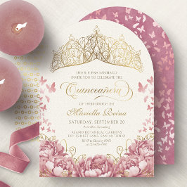 Rosa Guld Royal Princess Quinceanera Inbjudningar