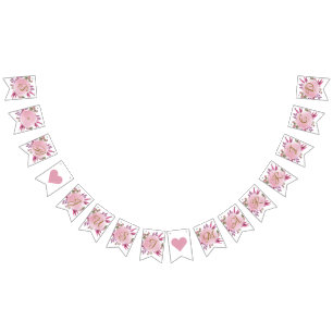 Rosa Guld Rustic Blommigt Elegant bröllop Vimplar