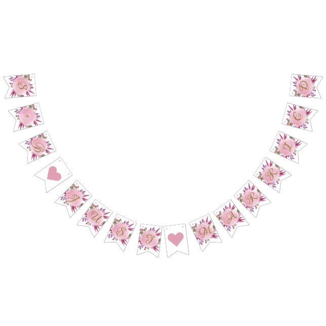  Rosa Guld Rustic Blommigt Elegant bröllop Vimplar (Alla)