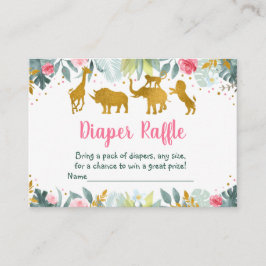 Rosa Guld Safari Wild One Babyblöja Lotteri Tilläggskort