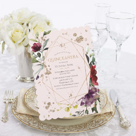 Rosa Guld Scalloped Quinceañera-inbjudan Inbjudningar