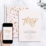 Rosa & Guld Script Confetti 30års födelsedag Inbjudningar<br><div class="desc">En söt,  modern rosa och guld födelsedag för berömd 30års födelsedag! Inbjudan har en  rosa med ord "trettio" i ett trendig,  med bounsig,  handskrivet manustypografi i made guld-folie. Kortets baksida har rosa och guld-konetti. Inbjudningskort för Elegant av upphovsrätt,  alla höger reserverade.</div>
