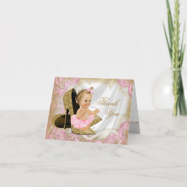 Rosa Guld Shoe Girl Baby Shower Tack Anteckningskort