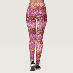 Rosa guld silver mousserande glitter mönster leggings