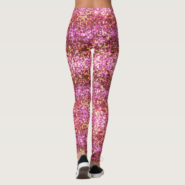 Rosa guld silver mousserande glitter mönster leggings (Baksida)