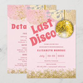 Rosa Guld Sista Disco Retro Glam Sjungmöhipp Inbjudningar