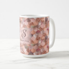 Rosa guld- sjöjungfruMonogram för söt Kaffemugg