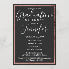 Rosa guld skisserar enkel svart studenten för inbjudningar