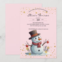 Rosa & Guld Små Snöflingor Snömannen Babyfirande