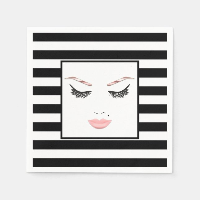 Rosa Guld Smink Ansikte Ögonbryn Läppar Glamour Sk Pappersservett (Framsidan)