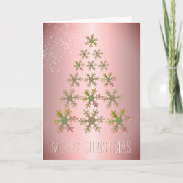 Rosa Guld Snöflinga Julgran Jul Helgkort