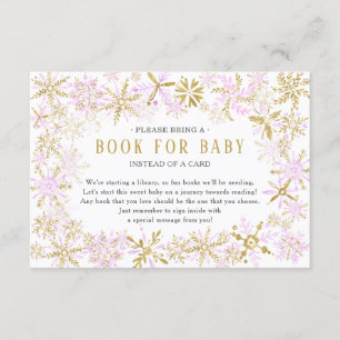 Rosa Guld Snowflake Baby Shower Bok för Baby Card Tilläggskort