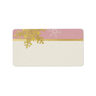 Rosa Guld Snowflake Bröllop Blank Adressetiketter