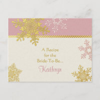 Rosa Guld Snowflake Recipe Card för Bride