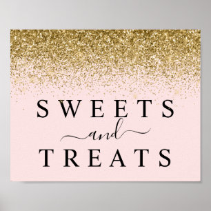 Rosa & Guld-söt- och påfyllnadstecken Poster