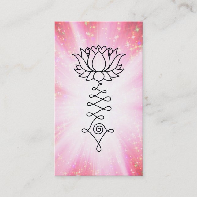 *~* Rosa Guld Sparkles Lotus Reiki Healenergin Visitkort (Framsida)